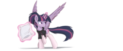 Size: 2577x1087 | Tagged: safe, artist:ncmares, edit, twilight sparkle, alicorn, pony, g4, bed mane, clothes, female, frown, glare, hoodie, levitation, magic, majestic as fuck, pillow, ponytail, raised hoof, serious, socks, solo, spread wings, stockings, sweater, telekinesis, twilight sparkle (alicorn), ultra widescreen, wallpaper, wallpaper edit, widescreen