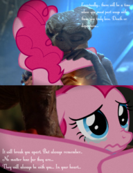 Size: 614x800 | Tagged: safe, edit, edited screencap, screencap, pinkie pie, alien, g4, crossover, crying, cute, diapinkes, e.t., e.t. the extra-terrestrial, goodbye, hug, movie, poem, sad, sad ending, tearjerker, this will end in tears, weapons-grade cute