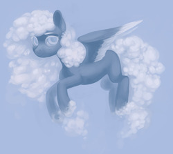 Size: 1280x1144 | Tagged: safe, artist:aphphphphp, oc, oc only, cloud pony, pegasus, pony, blank flank, cloud, cloud hooves, cloud mane, cloud tail, colored eyebrows, colored eyelashes, colored wings, facial freckles, flying, freckles, full body, gray coat, looking at you, solo, spread wings, two toned wings, unshorn fetlocks, white iris, wings