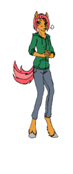 Size: 1546x3632 | Tagged: safe, artist:breadworth, babs seed, anthro, unguligrade anthro, g4, clothes, female, hoodie, pants, simple background, solo, transparent background, unshorn fetlocks