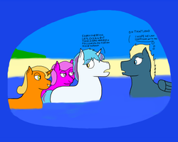 Size: 1280x1024 | Tagged: safe, anonymous artist, oc, oc only, oc:ocean serenity, oc:snap fable, thinking