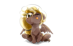 Size: 1024x651 | Tagged: safe, artist:phuocthiencreation, oc, oc only, oc:sweet mocha, pegasus, pony, cute, mochabetes, solo, tongue out, watermark