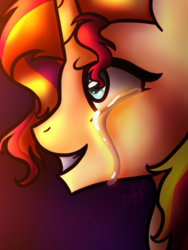 Size: 2252x3000 | Tagged: safe, artist:hopewitchofdoom, sunset shimmer, pony, g4, crying, female, high res, solo, tears of joy