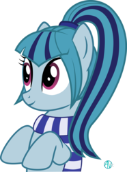 Size: 1800x2415 | Tagged: safe, artist:arifproject, sonata dusk, pony, g4, arif's wide eyes pone, clothes, cute, female, ponified, scarf, simple background, solo, sonatabetes, transparent background, vector, wide eyes