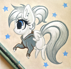 Size: 2994x2894 | Tagged: safe, artist:emberslament, oc, oc only, oc:amoux, pegasus, pony, high res, prismacolors, solo, traditional art