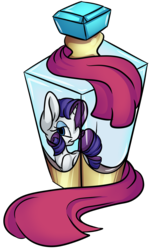 Size: 3112x5156 | Tagged: safe, artist:cutepencilcase, rarity, g4, absurd resolution, female, perfume, pony in a bottle, simple background, solo, transparent background