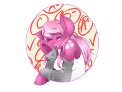 Size: 1400x1050 | Tagged: safe, artist:tiazimossygreen, cheerilee, earth pony, anthro, g4, alternative cutie mark placement, arm hooves, breasts, bust, clothes, detached sleeves, female, one eye closed, shoulder cutie mark, simple background, solo, tank top, transparent background, underhoof