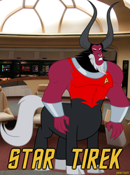 Size: 2233x3000 | Tagged: safe, artist:danatron1, lord tirek, g4, crossover, high res, male, pun, solo, star trek