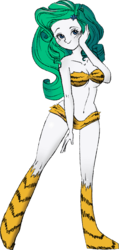 Size: 1425x3000 | Tagged: safe, artist:quixed, color edit, edit, rarity, equestria girls, g4, bikini, breasts, cleavage, clothes, colored, cosplay, costume, female, lum invader, simple background, sketch, solo, swimsuit, transparent background, urusei yatsura