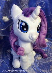 Size: 900x1254 | Tagged: safe, artist:anwenatelier, rarity, g4, chibi, female, irl, photo, plushie, sitting, solo, starry eyes, wingding eyes