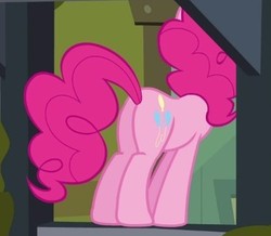 Size: 371x323 | Tagged: safe, screencap, pinkie pie, earth pony, pony, a friend in deed, g4, butt, cropped, female, mare, plot, solo