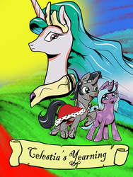 Size: 3000x4000 | Tagged: safe, artist:astroanimations, idw, king sombra, princess celestia, radiant hope, comic:celestia's yearning, g4, comic, cover art, male, reformed sombra, ship:celestibra, ship:hopebra, shipping, straight