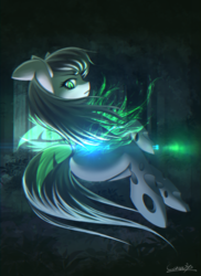 Size: 951x1309 | Tagged: safe, artist:coma392, octavia melody, changeling, g4, changelingified, female, looking at you, solo, species swap