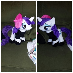 Size: 1920x1920 | Tagged: safe, artist:rubiowolf, rarity, g4, beatnik rarity, beret, clothes, female, hat, irl, photo, plushie, shoes, solo, sweater