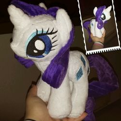 Size: 1080x1080 | Tagged: safe, artist:rubiowolf, rarity, g4, female, hand, irl, photo, plushie, solo