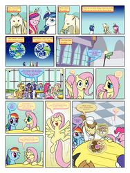 Size: 900x1200 | Tagged: safe, artist:arofatamahn, applejack, donut joe, fluttershy, pinkie pie, princess cadance, rainbow dash, rarity, shining armor, twilight sparkle, oc, oc:garret (arofatamahn), oc:nahmat, comic:the night the magic died, g4, comic, earth, mane six