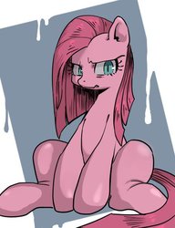 Size: 448x584 | Tagged: dead source, safe, artist:semi-kon, pinkie pie, earth pony, pony, g4, abstract background, female, looking at you, pinkamena diane pie, solo, wavy mouth