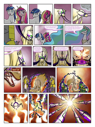 Size: 900x1200 | Tagged: safe, artist:arofatamahn, princess cadance, princess celestia, shining armor, oc, oc:nahmat, comic:the night the magic died, g4, comic