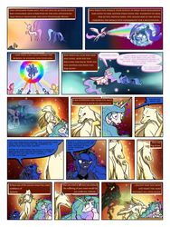 Size: 900x1200 | Tagged: safe, artist:arofatamahn, applejack, fluttershy, pinkie pie, princess celestia, princess luna, queen chrysalis, rainbow dash, rarity, twilight sparkle, oc, oc:nahmat, comic:the night the magic died, g4, comic, mane six, s1 luna