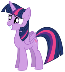 Size: 1675x1850 | Tagged: safe, artist:sketchmcreations, twilight sparkle, alicorn, pony, g4, to where and back again, female, folded wings, mare, sheepish grin, simple background, smiling, solo, transparent background, twilight sparkle (alicorn), vector