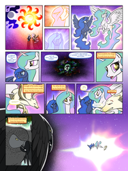 Size: 900x1200 | Tagged: safe, artist:arofatamahn, princess celestia, princess luna, oc, oc:gralo, oc:nahmat, comic:the night the magic died, g4, comic