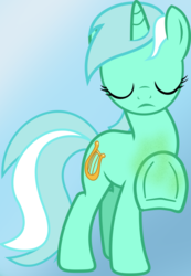 Size: 743x1075 | Tagged: safe, artist:maze1000, lyra heartstrings, pony, unicorn, g4, female, gradient background, horn, mare, smelly, smelly hooves, solo, stinky hooves, underhoof