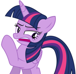 Size: 4028x3900 | Tagged: safe, artist:sketchmcreations, twilight sparkle, alicorn, pony, g4, to where and back again, annoyed, female, folded wings, high res, mare, open mouth, raised hoof, simple background, solo, transparent background, twilight sparkle (alicorn), vector, whispering