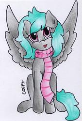 Size: 1040x1535 | Tagged: safe, artist:coffytacotuesday, oc, oc only, pegasus, pony, clothes, scarf, solo, traditional art