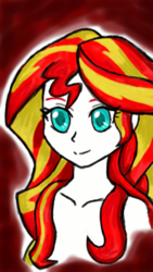 Size: 720x1280 | Tagged: safe, artist:emichaca, sunset shimmer, equestria girls, g4, bust, colored pupils, female, human coloration, portrait, solo