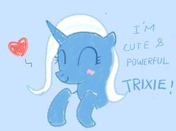 Size: 1890x1417 | Tagged: safe, anonymous artist, trixie, pony, unicorn, g4, cute, diatrixes, eyes closed, female, happy, smiling, solo