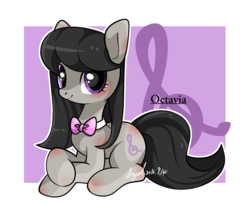 Size: 1672x1372 | Tagged: safe, artist:snow angel, octavia melody, earth pony, pony, g4, backwards cutie mark, cute, cutie mark, female, prone, signature, solo, tavibetes