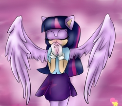 Size: 1024x888 | Tagged: safe, artist:thekittykawaii, artist:zombherhell, twilight sparkle, alicorn, anthro, g4, female, solo, sonic the hedgehog (series), sonicified, twilight sparkle (alicorn)