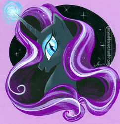 Size: 600x617 | Tagged: safe, artist:amy mebberson, nightmare rarity, g4, bust, female, magic, portrait, solo