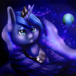 Size: 1024x1024 | Tagged: safe, artist:kittenthelonley, princess luna, pony, g4, anatomically incorrect, earth, female, solo