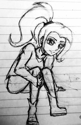 Size: 2381x3687 | Tagged: safe, artist:trixeed, trixie, equestria girls, g4, alternate hairstyle, female, grayscale, high res, lined paper, monochrome, sketch, solo, traditional art