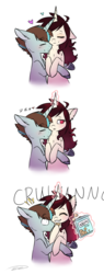 Size: 1415x3736 | Tagged: safe, artist:doekitty, oc, oc only, oc:cobalt, oc:hazel, pony, unicorn, comic, cookie, ear piercing, earring, eyes closed, female, floppy ears, food, glowing horn, heart, horn, hug, jewelry, levitation, looking away, magic, male, mare, oc x oc, piercing, shipping, simple background, sleeping, smiling, stallion, straight, telekinesis, white background, zzz