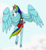 Size: 1024x1122 | Tagged: safe, artist:breadworth, rainbow dash, anthro, unguligrade anthro, g4, female, flying, solo, watermark