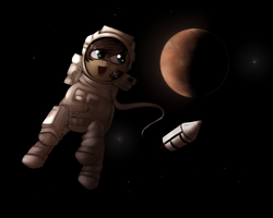 Size: 1391x1113 | Tagged: safe, artist:marsminer, oc, oc only, oc:keith, astronaut, mars, solo, space, spaceship, spacesuit