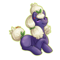 Size: 3000x3000 | Tagged: safe, artist:bean-sprouts, jumpluff, crossover, eyes closed, high res, pokémon, ponified, prone, simple background, solo, transparent background