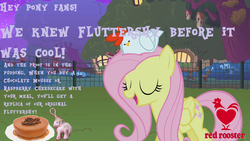 Size: 1280x720 | Tagged: safe, edit, edited screencap, screencap, fluttershy, fluttershy (g3), chicken, g4, cake, cheesecake, chocolate mousse, commercial, fast food, food, red rooster