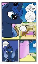 Size: 3000x5000 | Tagged: safe, artist:astroanimations, discord, princess celestia, princess luna, butterfly, comic:celestia's yearning, g4, canterlot, cloak, clothes, comic, high res, royal guard