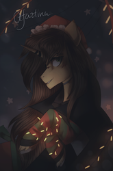 Size: 2193x3327 | Tagged: safe, artist:orfartina, pony, unicorn, christmas lights, clothes, hat, high res, santa hat, socks, solo, striped socks