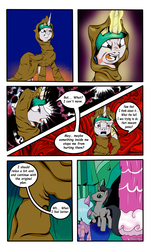Size: 3000x5000 | Tagged: safe, artist:astroanimations, idw, king sombra, princess celestia, radiant hope, comic:celestia's yearning, g4, angry, cave, cloak, clothes, comic, confusion, crying, jealous, male, neighagra falls, realization, reformed sombra, ship:celestibra, ship:hopebra, shipping, straight, tears of pain