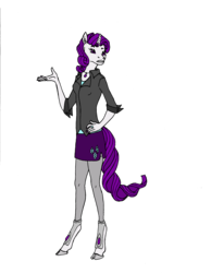 Size: 2550x3291 | Tagged: safe, artist:breadworth, rarity, anthro, unguligrade anthro, g4, clothes, cloven hooves, female, high res, side slit, simple background, skirt, solo, stockings, transparent background