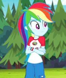 Size: 419x491 | Tagged: safe, screencap, rainbow dash, equestria girls, g4, my little pony equestria girls: legend of everfree, animated, cropped, cute, female, gif, solo