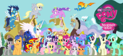 Size: 2533x1157 | Tagged: safe, artist:dutchatlantic13, apple bloom, applejack, bon bon, derpy hooves, discord, dj pon-3, flash sentry, fleetfoot, fluttershy, lyra heartstrings, octavia melody, pinkie pie, princess celestia, princess luna, rainbow dash, rarity, scootaloo, screwball, soarin', spike, spitfire, starlight glimmer, sunset shimmer, sweetie belle, sweetie drops, trixie, twilight sparkle, vinyl scratch, alicorn, pony, unicorn, g4, cutie mark crusaders, mane seven, mane six, twilight sparkle (alicorn), wrong aspect ratio