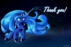 Size: 3000x2000 | Tagged: safe, artist:sentireaeris, princess luna, g4, dream, female, glowing mane, high res, solo, stars