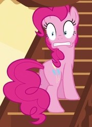 Size: 283x393 | Tagged: safe, screencap, pinkie pie, earth pony, pony, g4, the one where pinkie pie knows, butt, cropped, female, looking back, mare, plot, solo