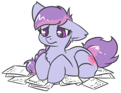 Size: 879x678 | Tagged: safe, artist:sapphfyr, oc, oc only, oc:buffy, earth pony, pony, paperwork, simple background, solo, transparent background