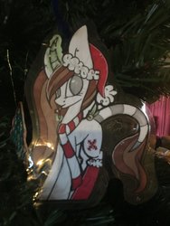 Size: 1024x1365 | Tagged: safe, artist:umiimou, oc, oc only, pony, unicorn, christmas ornament, clothes, curved horn, horn, irl, photo, scarf, socks, solo